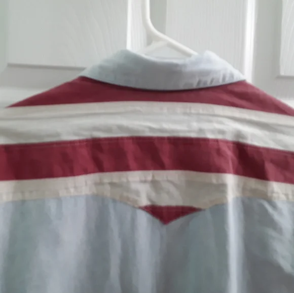 Polo Ralph Lauren Chambray Distressed Flag Pearl Snap Shirt - Picture 7 of 9